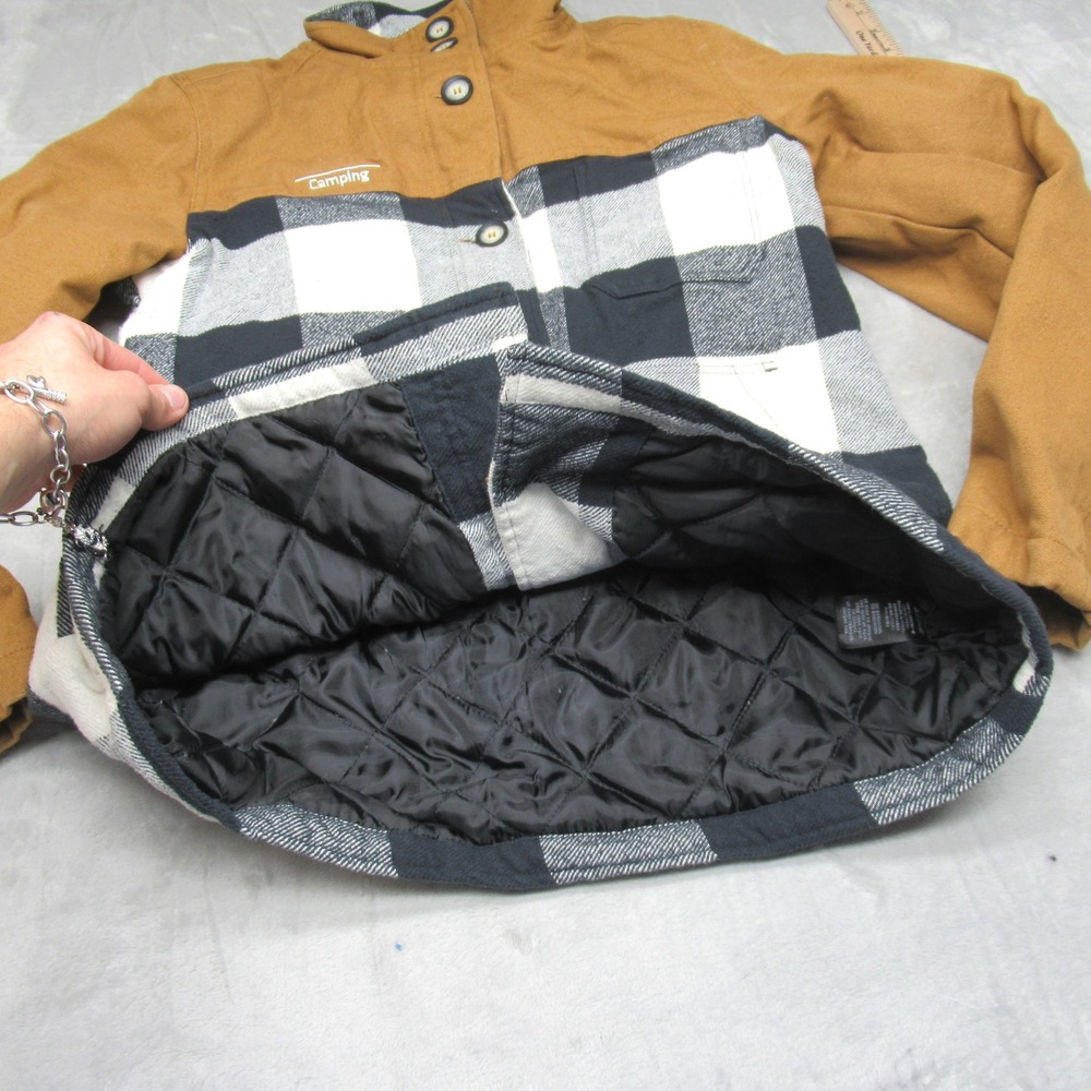 KAVU Jacket Women Medium Brown Plaid Insulated Quilt Lined Canvas Highland‎ Rain - Picture 5 of 12